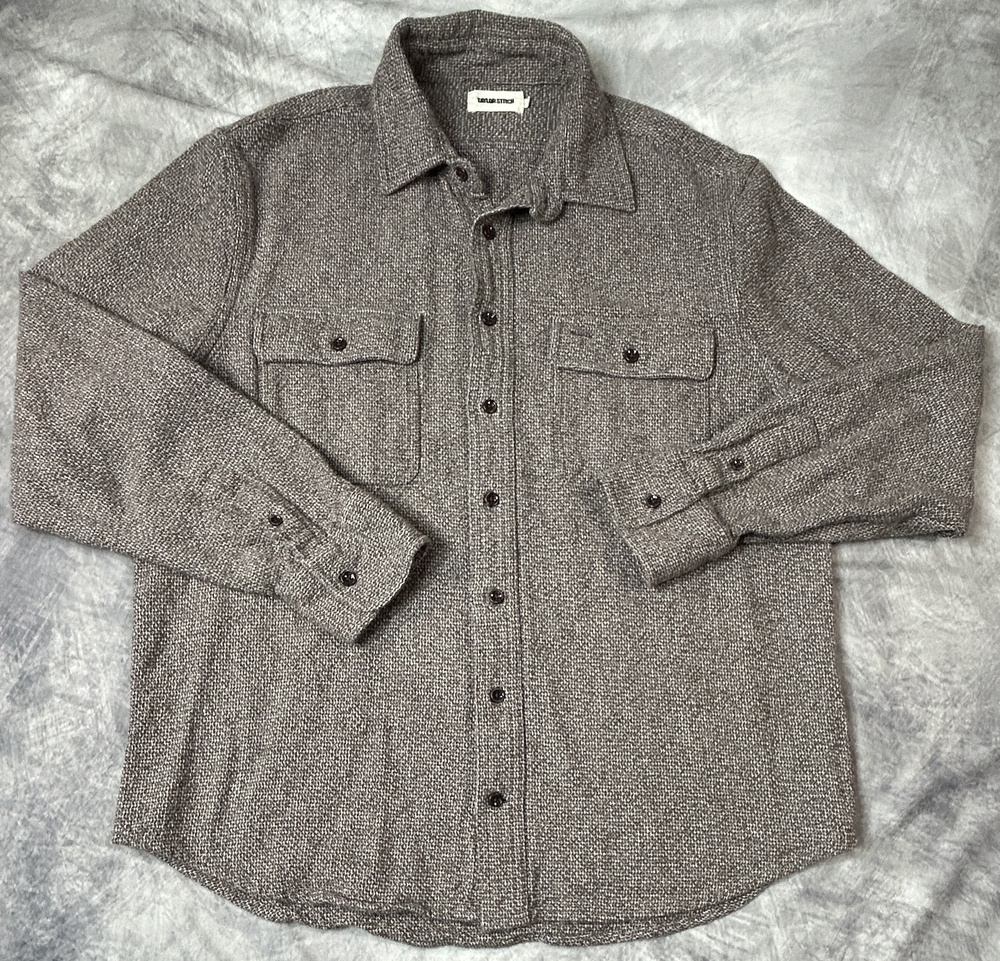 Taylor Stitch Shirt Mens Size 42 Gray Linen Cotton Tweed Long Sleeve Button